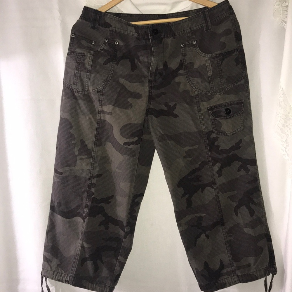 Capri Cropped Camo Military Pants Cargo Jeans